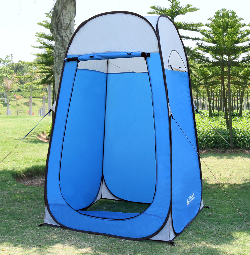 blue toilet tent